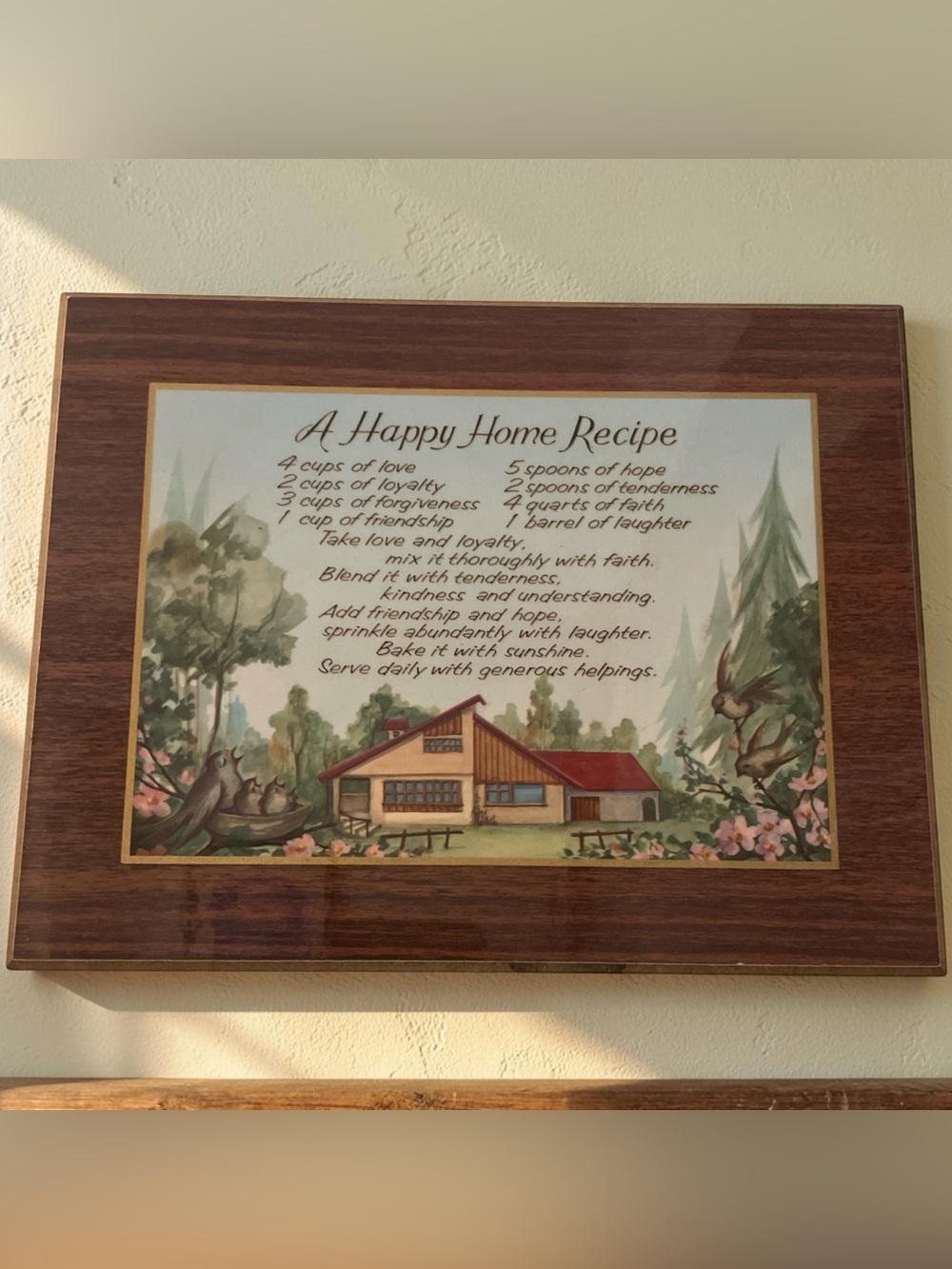 Vintage Retro 1970’s A Happy Home Recipe Wall Art  - Red, Brown, Green